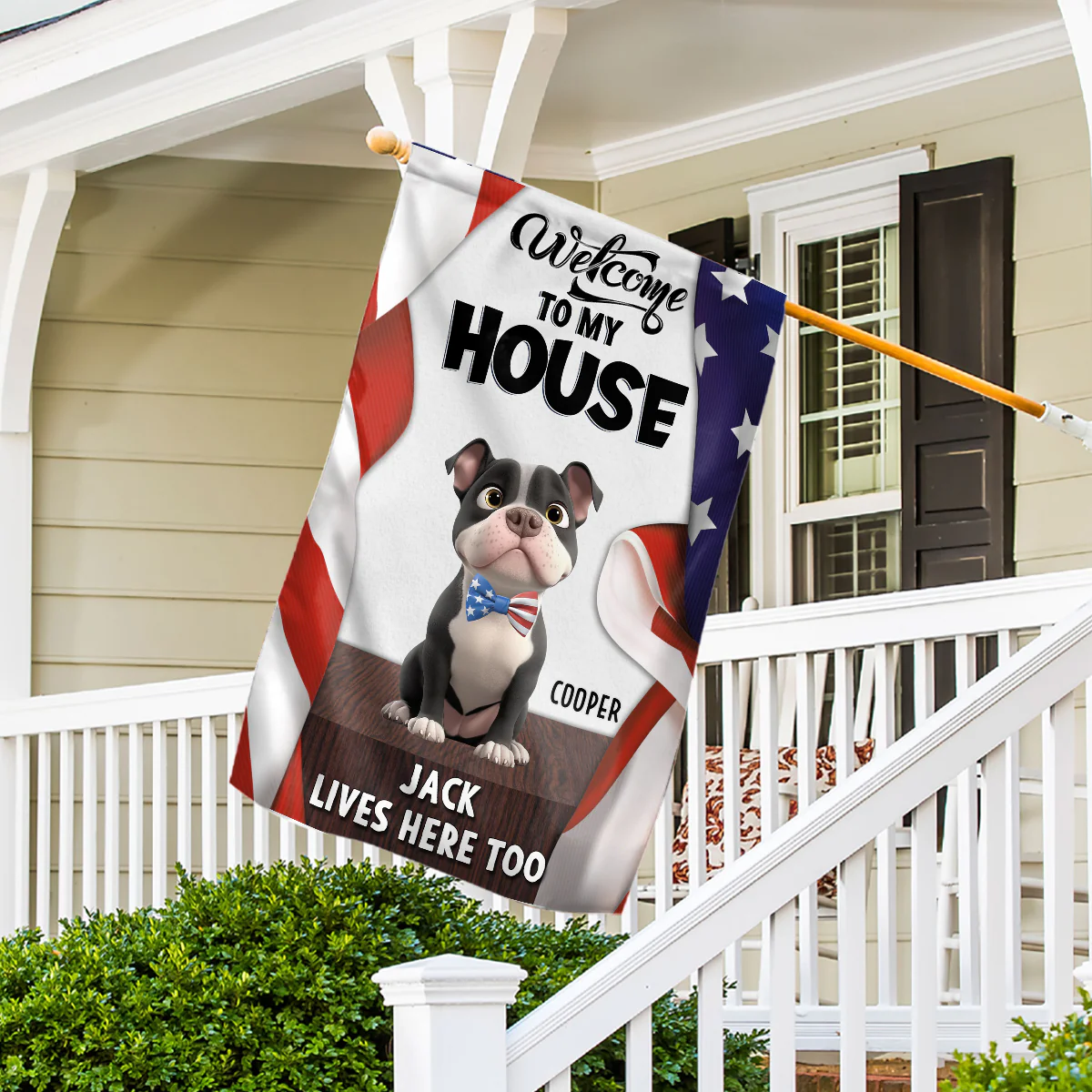 Welcome To American Dog House - Personalized Custom Flag - Image 5