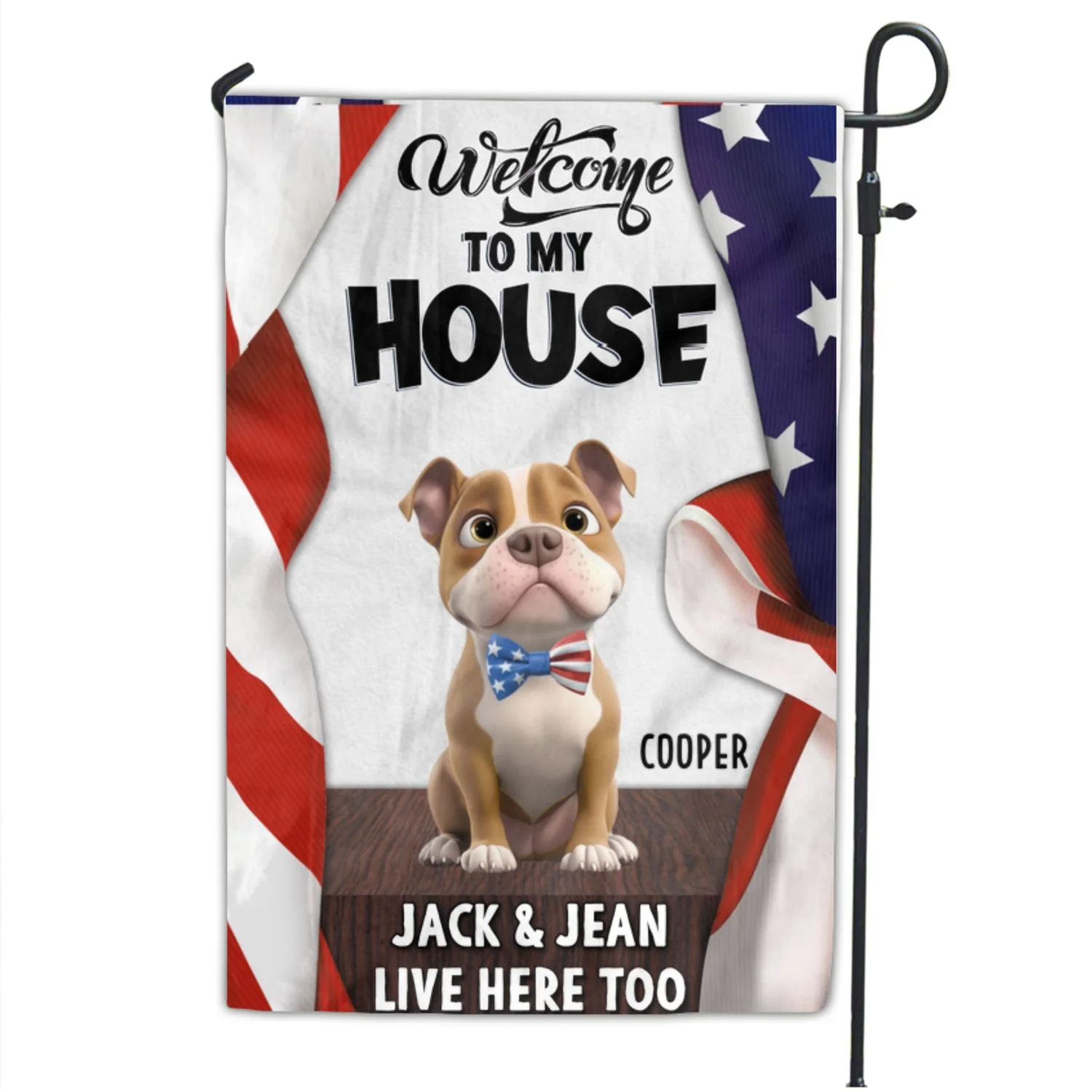 Welcome To American Dog House - Personalized Custom Flag - Image 7