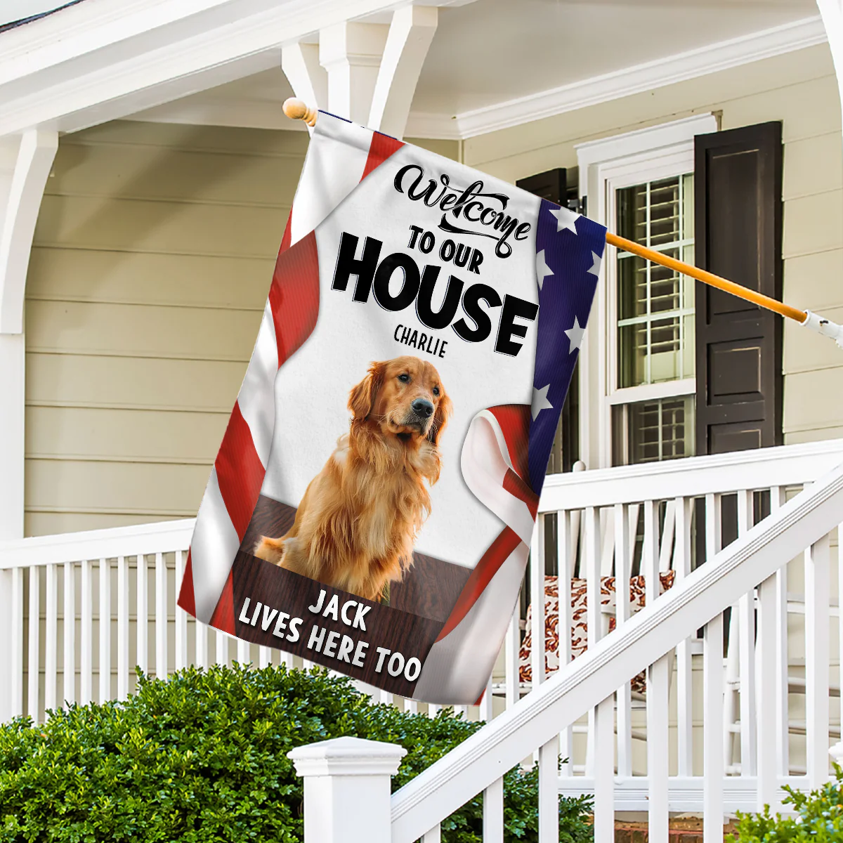 Welcome To American Dog House Photo - Personalized Custom Flag - Image 3