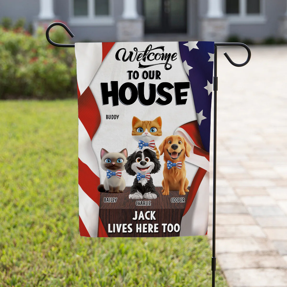 Welcome To American Pet House - Personalized Custom Flag - Image 4