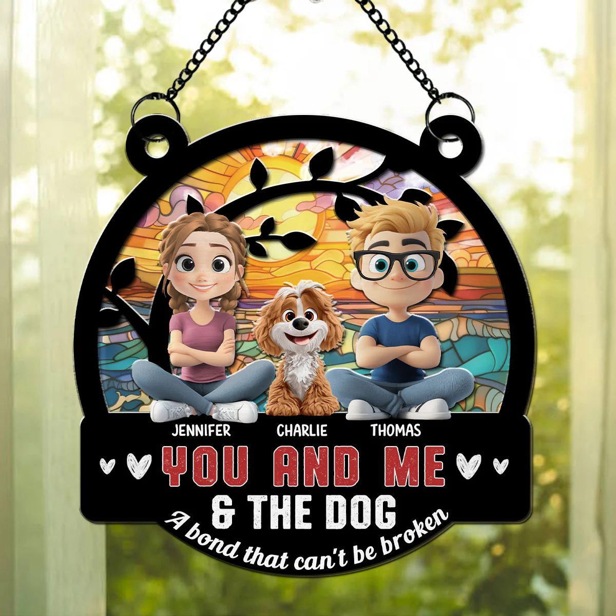 You Me And The Dog - Personalized Custom Suncatcher - Image 4