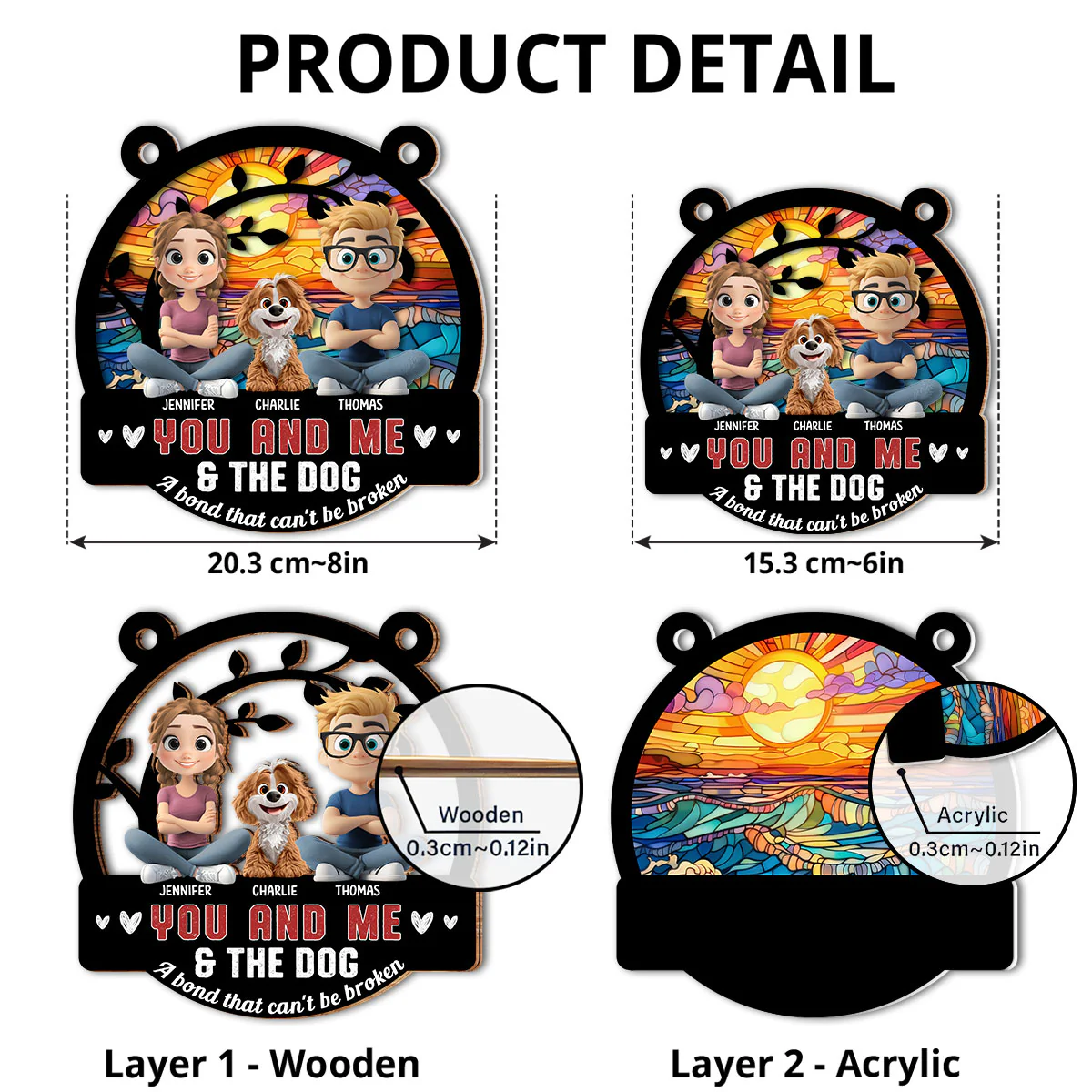 You Me And The Dog - Personalized Custom Suncatcher - Image 5