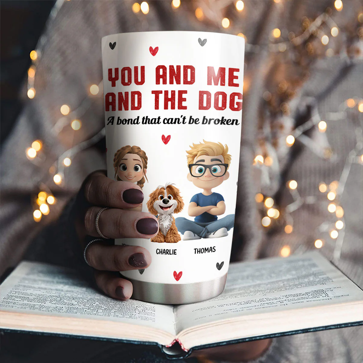 You Me And The Dog - Personalized Custom Tumbler - Image 3