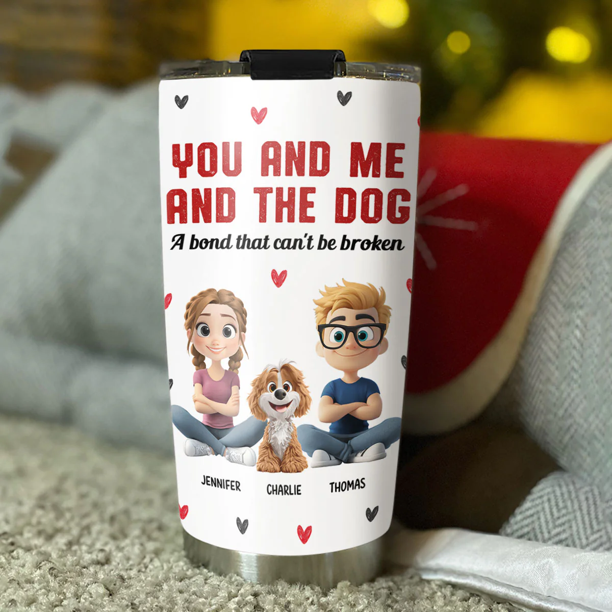 You Me And The Dog - Personalized Custom Tumbler - Image 4