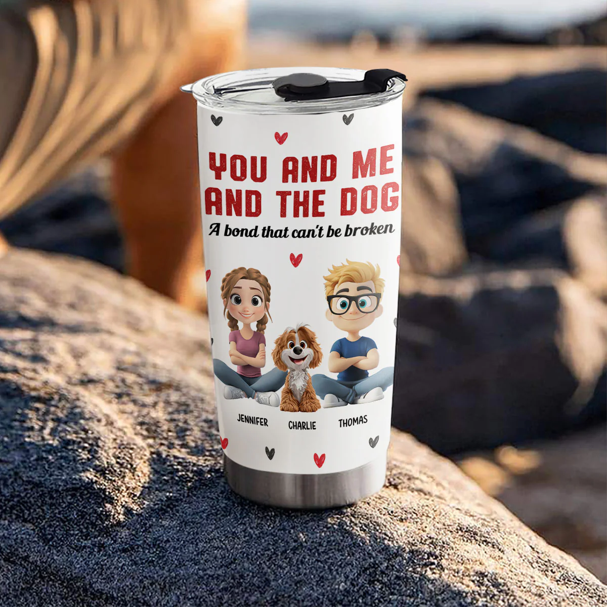 You Me And The Dog - Personalized Custom Tumbler - Image 5